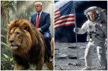 Trump marks D-Day with AI video of him riding a lion and photo portraying Obama library as trash can