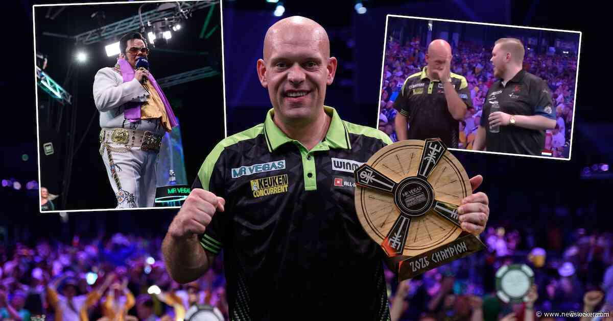 Toernooiwinnaar Michael van Gerwen stuurt ‘Elvis’ weg tijdens dartspartij: ‘Wilde ‘m een knal voor z’n kop geven, haha’