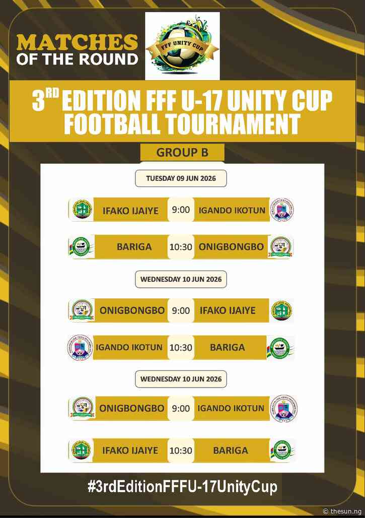 Ifako Ijaiye, Igando Ikotun Kicks Off 3rd FFF U-17 Unity Cup Tourney