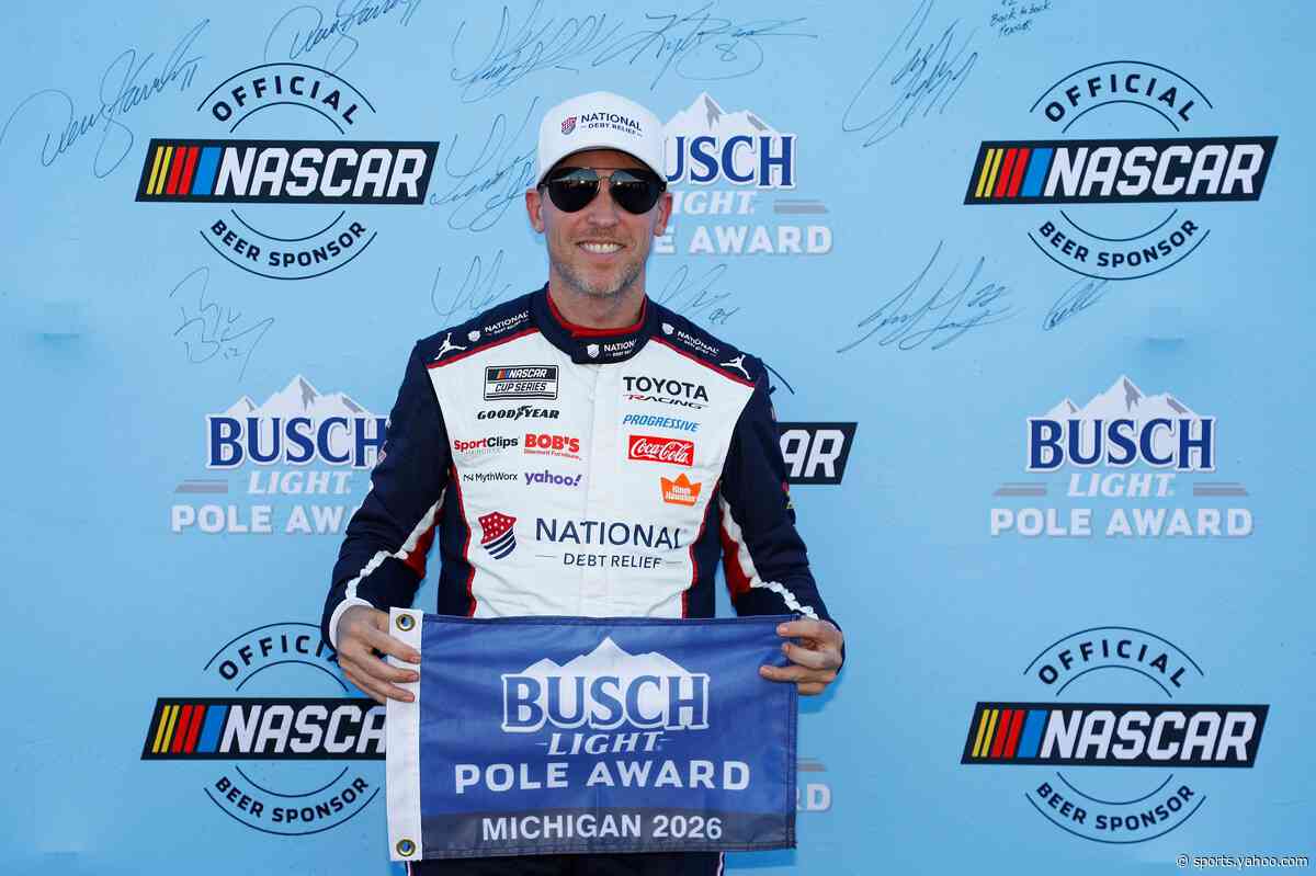 NASCAR Cup Michigan starting lineup: Denny Hamlin snags pole from Carson Hocevar