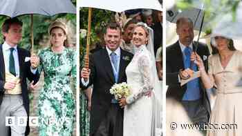 Watch: A veil, gowns and umbrellas at a rainy royal wedding