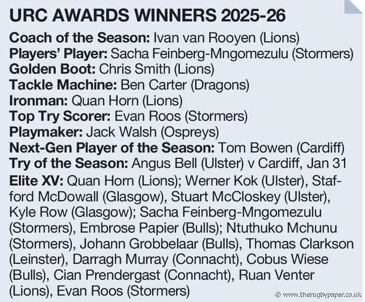 Springbok star picked as best in the URC