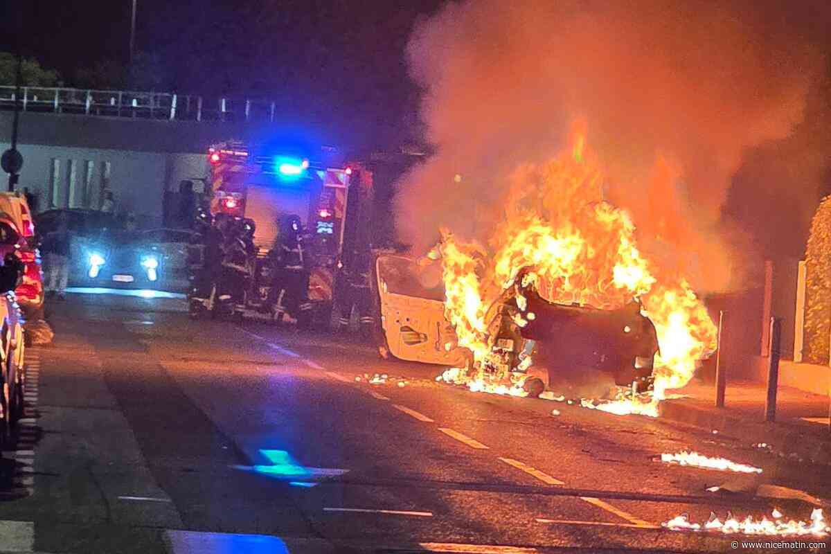 Nice : les pompiers interviennent pour un véhicule utilitaire en feu boulevard des Jardiniers