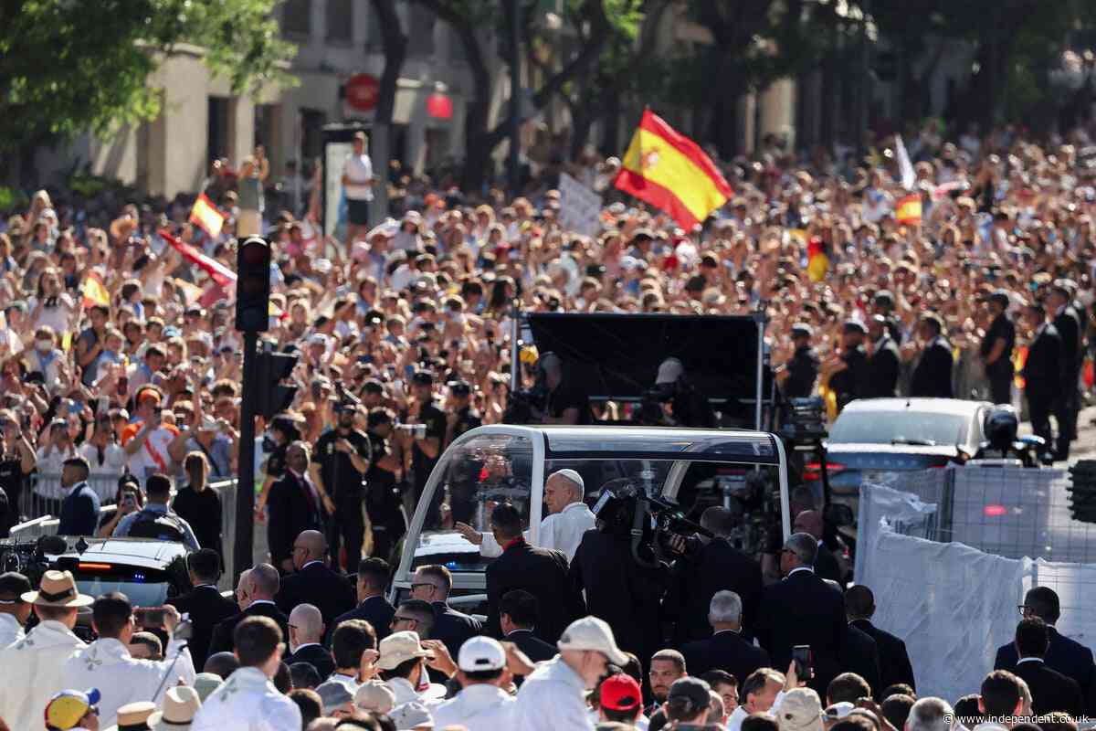 More than a million line the streets of Madrid to see Pope Leo