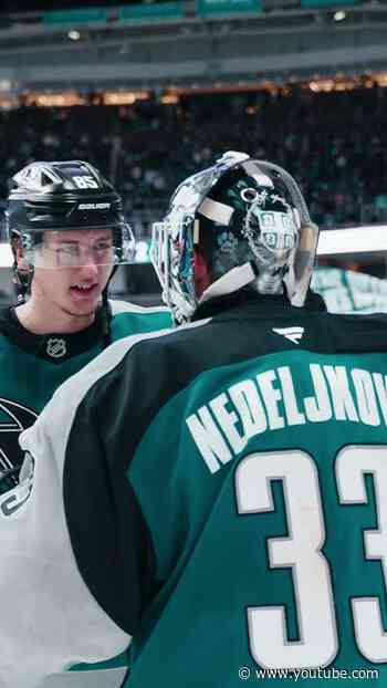 Nothing better than goalie hugs 🫂  #nhl #sharks