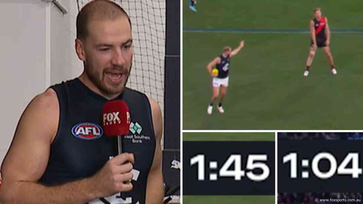 ‘Take your 30... and a bit more’: Carlton clock chaos as star uses sneaky tactic in Bombers thriller