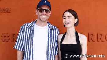 Emily's back in Paris! Lily Collins poses in tiny shorts as she joins husband Charlie McDowell at star-studded French Open