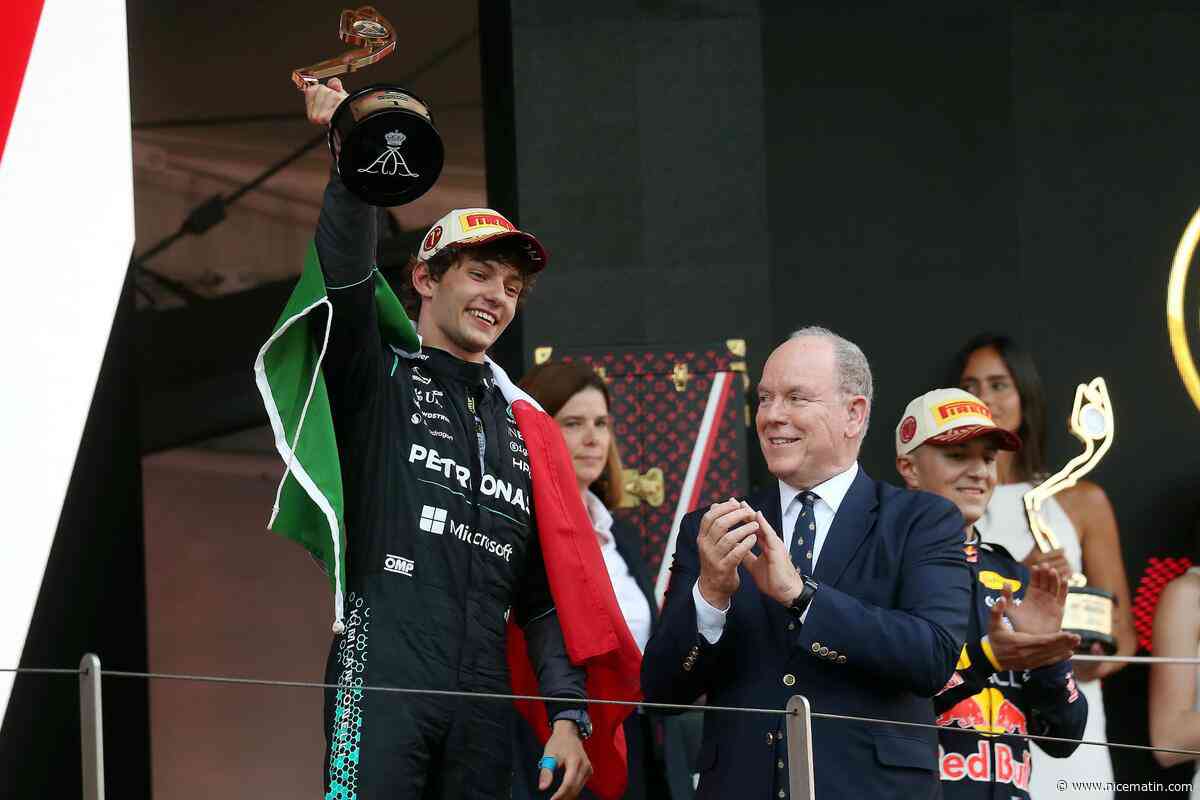 Les images (sympas) du podium du 83e Grand Prix de Monaco qui consacre Kimi Antonelli (Mercedes) devant Lewis Hamilton (Ferrari) et Isack Hadjar