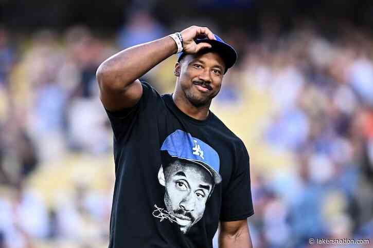 Rams Star Myles Garrett Wears Kobe Bryant Shirt While Throwing Out First Pitch At Dodgers Game