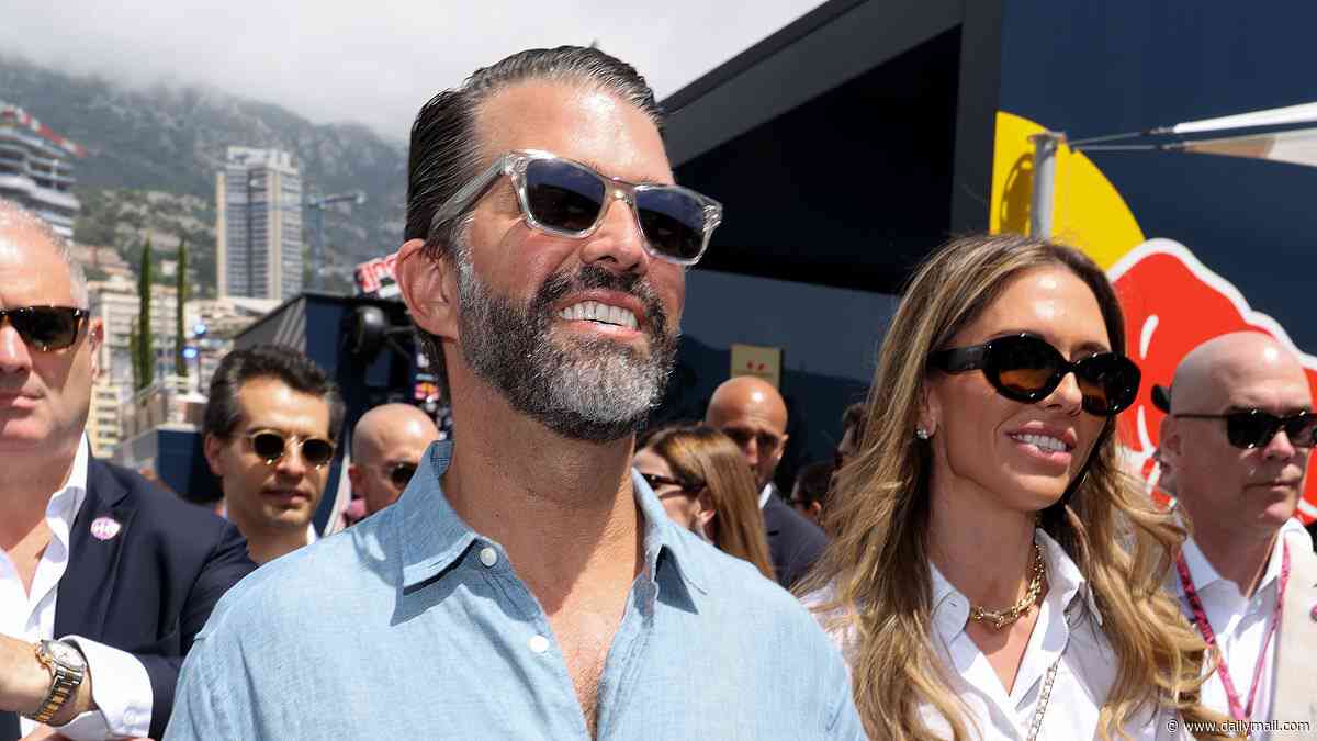 Beaming newlywed Bettina and Don Trump Jr kickstart their honeymoon period as smooch at Monaco Grand Prix
