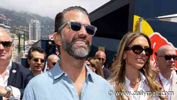 Beaming newlywed Bettina and Don Trump Jr kickstart their honeymoon period as smooch at Monaco Grand Prix