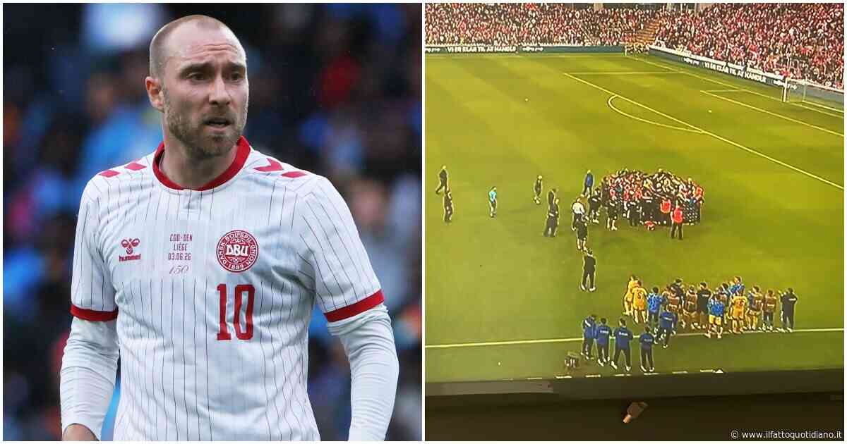 Christian Eriksen si tocca il petto e crolla in campo durante Danimarca-Ucraina: nuovo malore, poi si rialza