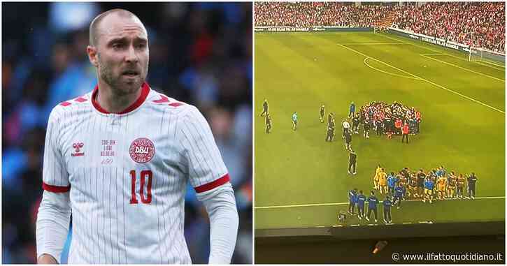 Christian Eriksen si tocca il petto e crolla in campo durante Danimarca-Ucraina: nuovo malore, poi si rialza