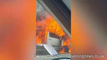 Van 'suddenly explodes' on M56 as passengers scramble to safety