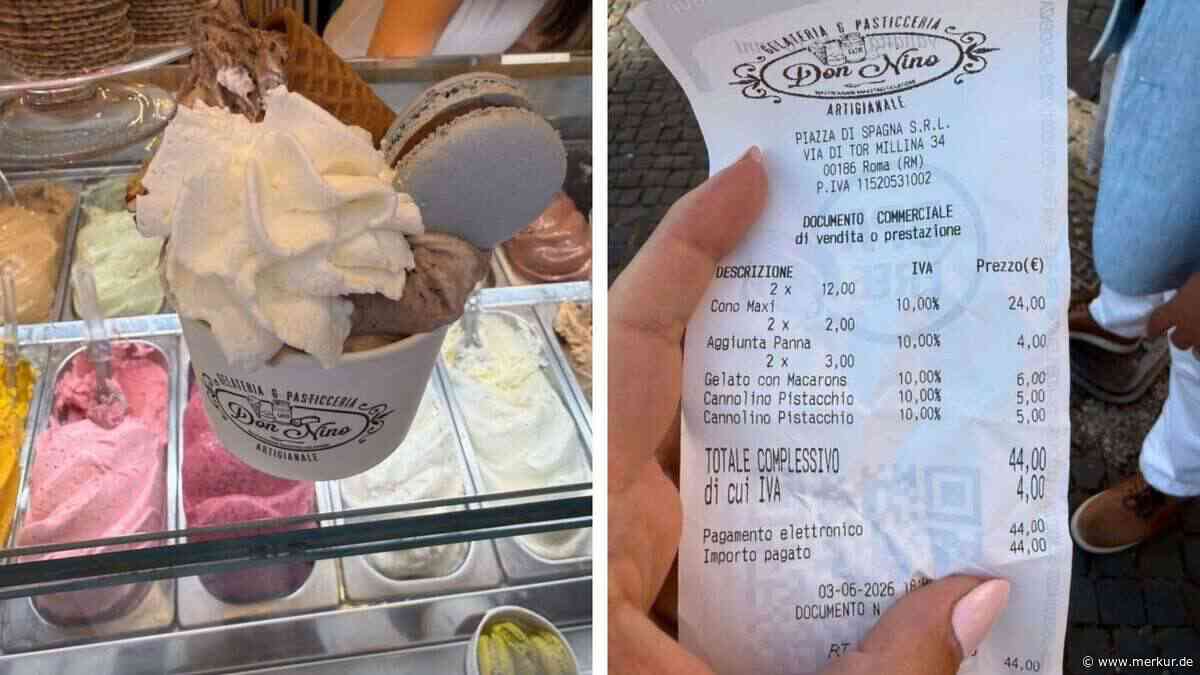 44 Euro für Gelato: Kassenbon an Urlauber-Hotspot in Italien sorgt für Wirbel – selbst Einheimische „beschämt“