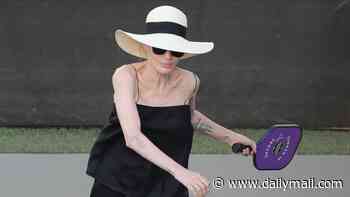 Angelina Jolie serves up PICKLEBALL action alongside son Pax at celebrity match with Billie Eilish's parents