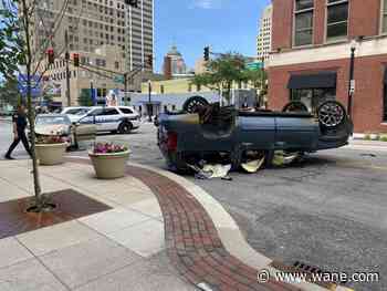 SUV flipped on its top in downtown Fort Wayne crash