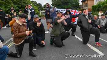 Henry Nowak protesters take the knee and chant 'I can't breathe' outside police station in Southampton