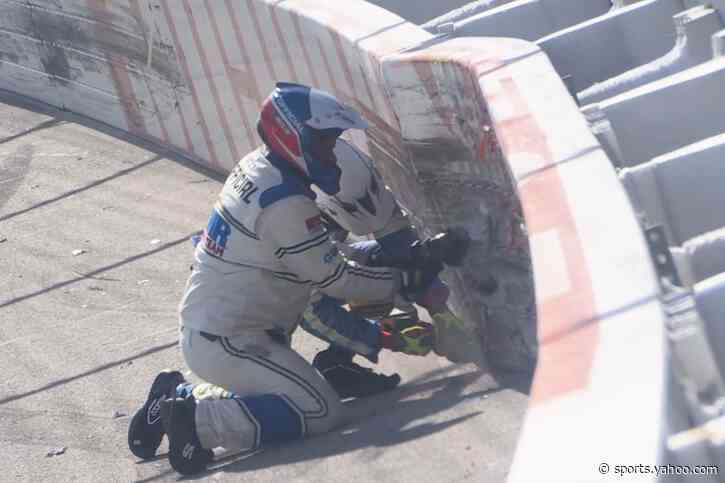 NASCAR halts Michigan race to repair wall after vicious Elliott, Bell crash