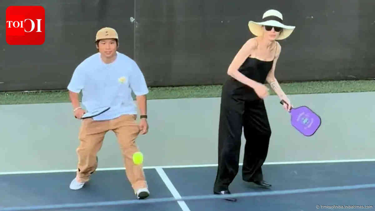 Angelina and Pax play Pickleball; Shiloh turns cheerleader - WATCH