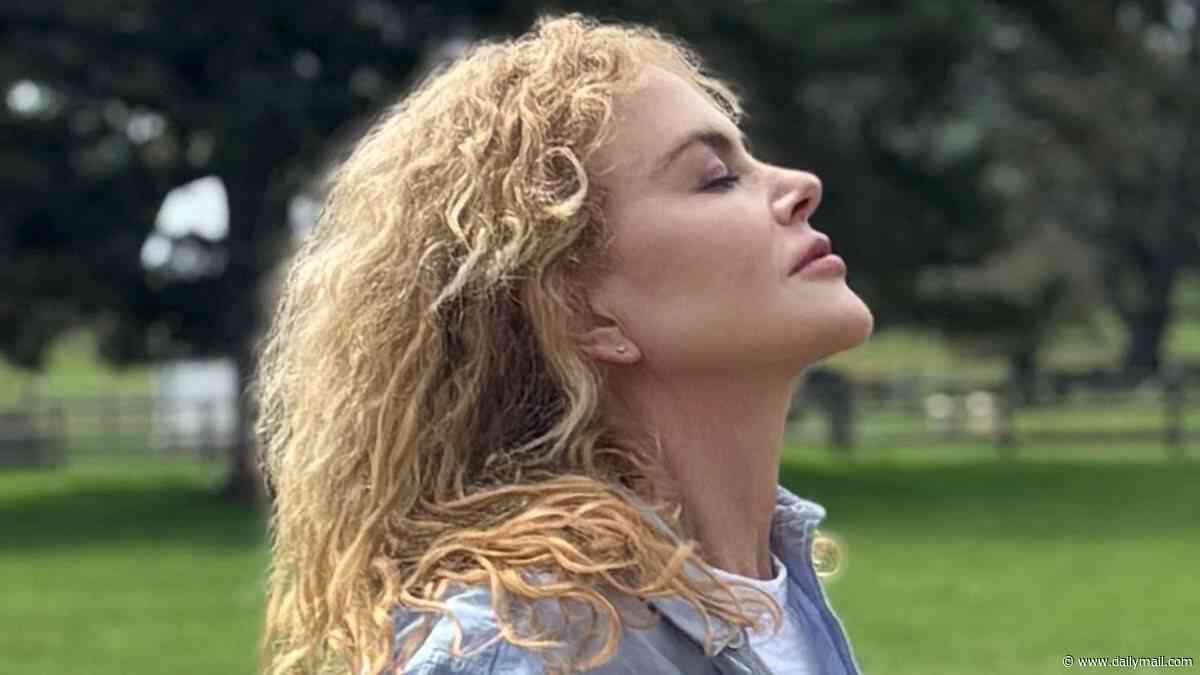 Nicole Kidman goes wig-free as she flaunts her natural curls during rustic farm escape