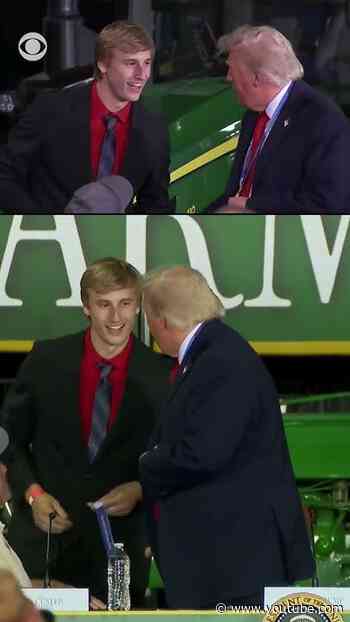 Team USA 2-time gold medalist Jordan Stolz presents Trump with one of his gold medals #shorts