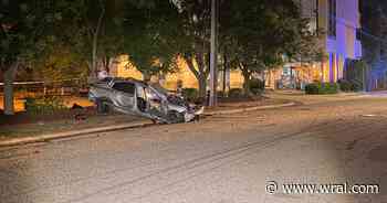 S. Saunders Street closed in Raleigh after car crashes into utility pole