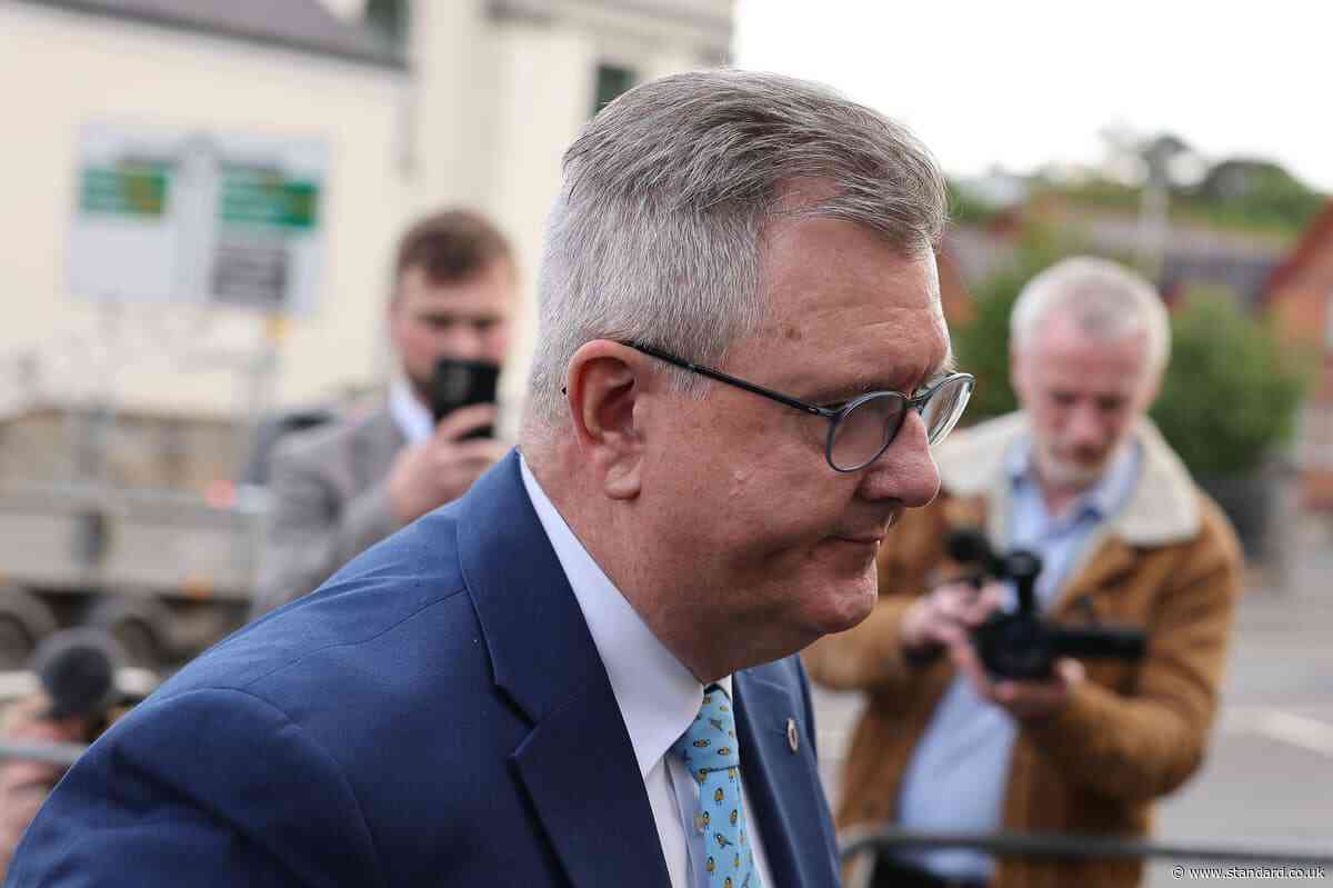 Jeffrey Donaldson arrives at court as sex offences trial enters third week