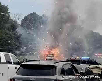Trailer carrying fireworks ignites in spectacular display on Tennessee highway