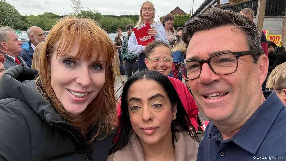 Angela Rayner cosies up to Andy Burnham as he boasts about being 'on course' for by-election triumph... while frantic Starmer tries to cling on