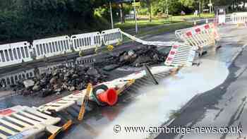 Burst water main closes busy Cambridge road with warning to motorists