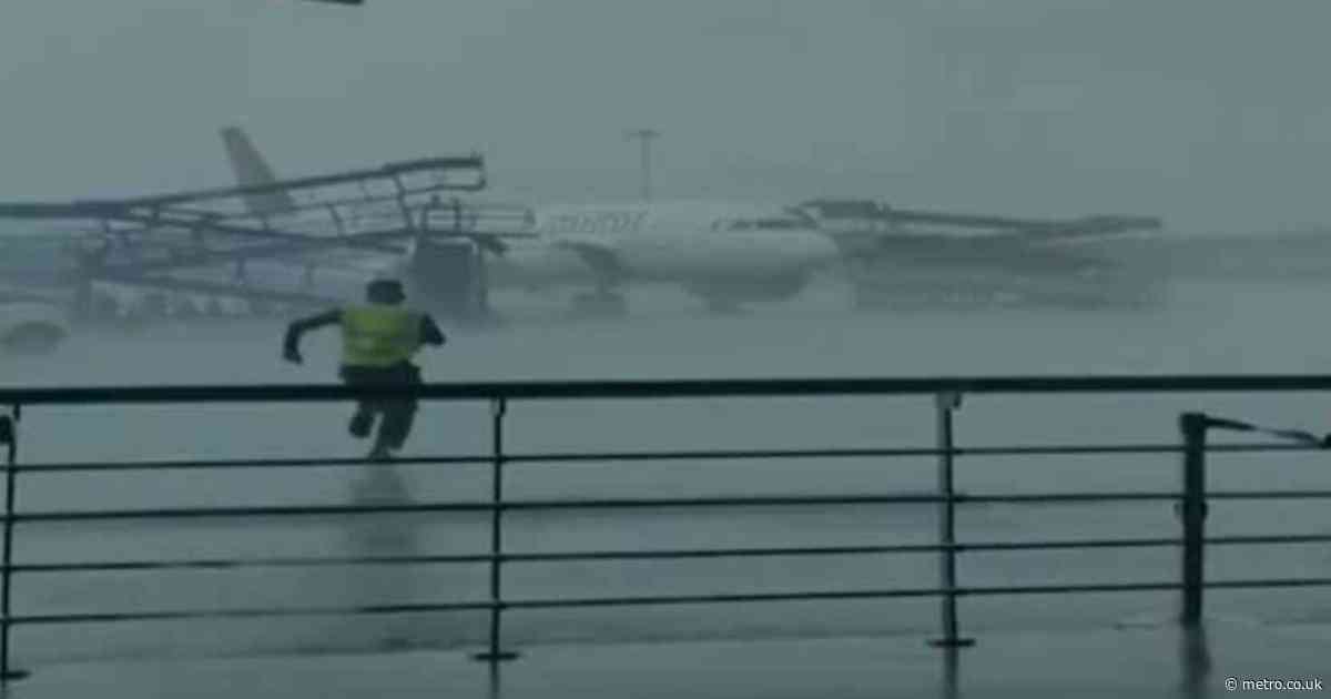Three planes damaged after storm sends unsecured gear crashing into aircraft