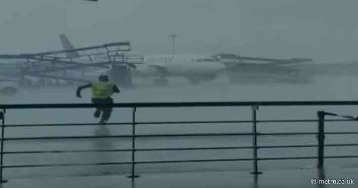 Three planes damaged after storm sends unsecured gear crashing into aircraft