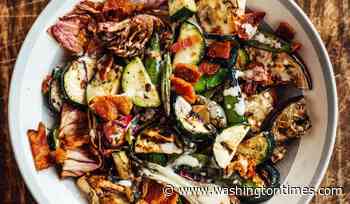 How to grill vegetables and toss them in Isaac Toups' bacon vinaigrette