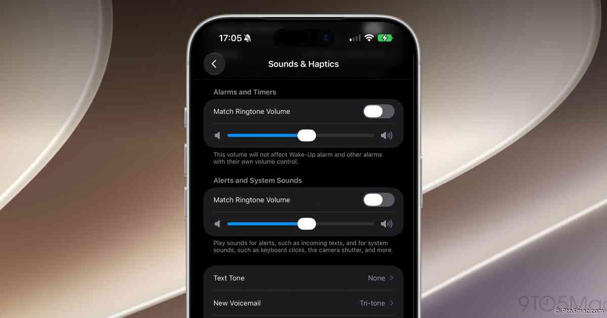 iOS 27 adds independent volume settings for alarms and timers, and for alerts and system sounds