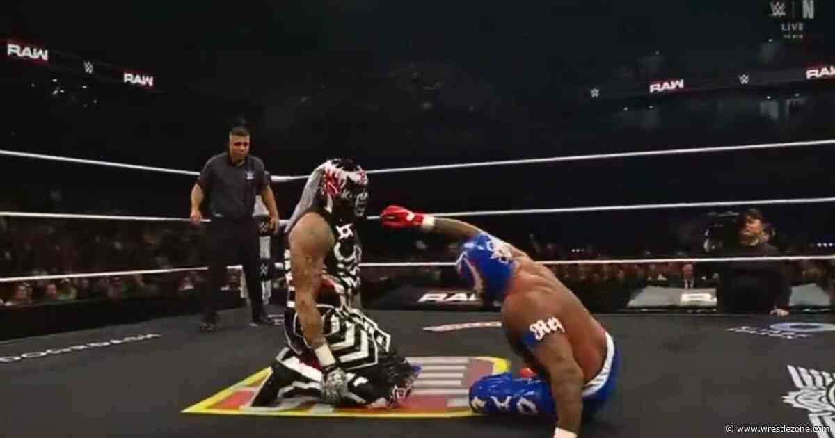 WATCH: Rey Mysterio Shrugs Off Scary Head-First Landing on WWE RAW