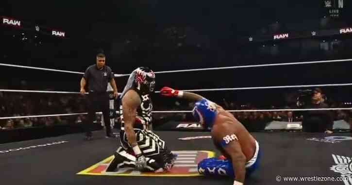 WATCH: Rey Mysterio Shrugs Off Scary Head-First Landing on WWE RAW