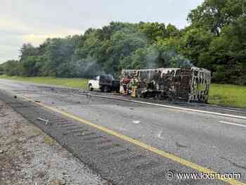 WATCH: Trailer fire on Tennessee highway sends firework flying over I-75