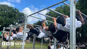 Seized knives transformed into park gym equipment