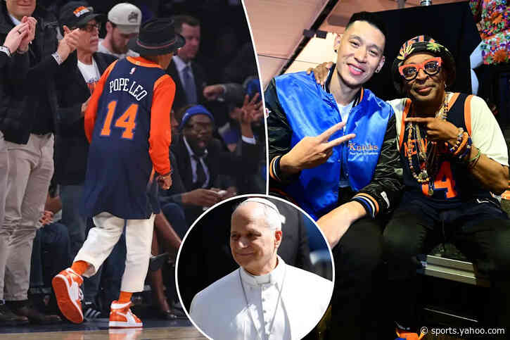 Spike Lee wears autographed Pope Leo XIV Knicks jersey at NBA Finals Game 3