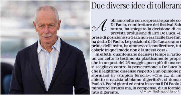 “Repubblica” attacca il suo collaboratore Paolo Di Paolo con un corsivo anonimo per l’esclusione di Erri De Luca da Salerno Letteratura. “Da Robinson saltata una pagina sul festival”