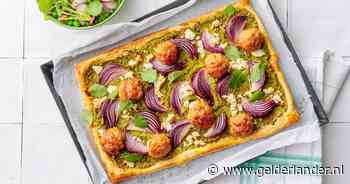 Wat Eten We Vandaag: Plaattaart met kipballetjes, tuinerwtenspread en munt