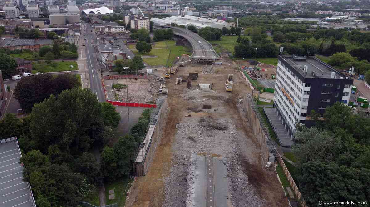 Gateshead Flyover demolition update as huge gap appears in abandoned highway