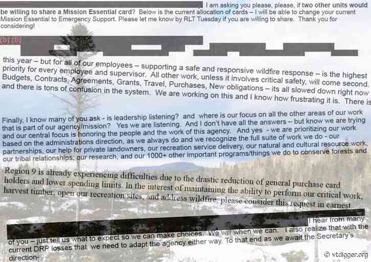 Pleading for routine purchases: Inside the chaos at the Forest Service in Vermont.