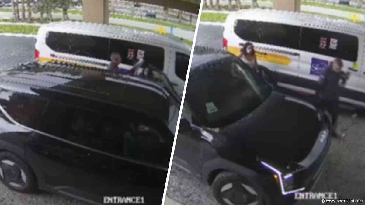 Video shows woman carjacking Uber driver at Miami Springs hotel, cops say