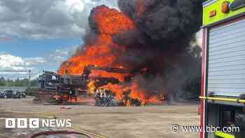 Firefighters tackle large blaze involving scrap cars
