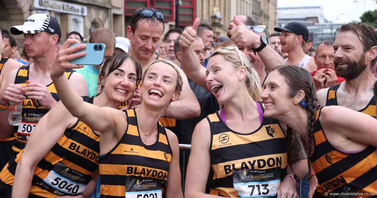 Pictures show thousands braving the summer rain for 44th Blaydon Race