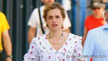 Emma Watson heads out in a pyjama-inspired floral ensemble as she grabs breakfast to go while on holiday in Venice