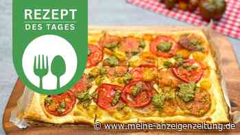Tomate-Mozzarella-Flammkuchen mit grünem Pesto: So einfach gelingt der Sommergenuss