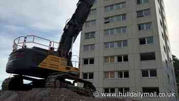 Demolition of high-rise Boothferry flats in Hull begins